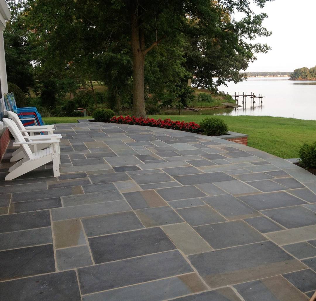 Flagstone overlay patio overlooking the water